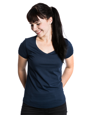 Klassisk T-skjorte med V-hals for kvinner