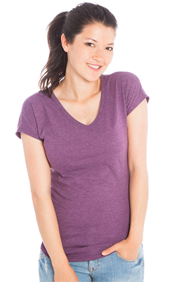 T-skjorte med V-utsnitt for kvinner